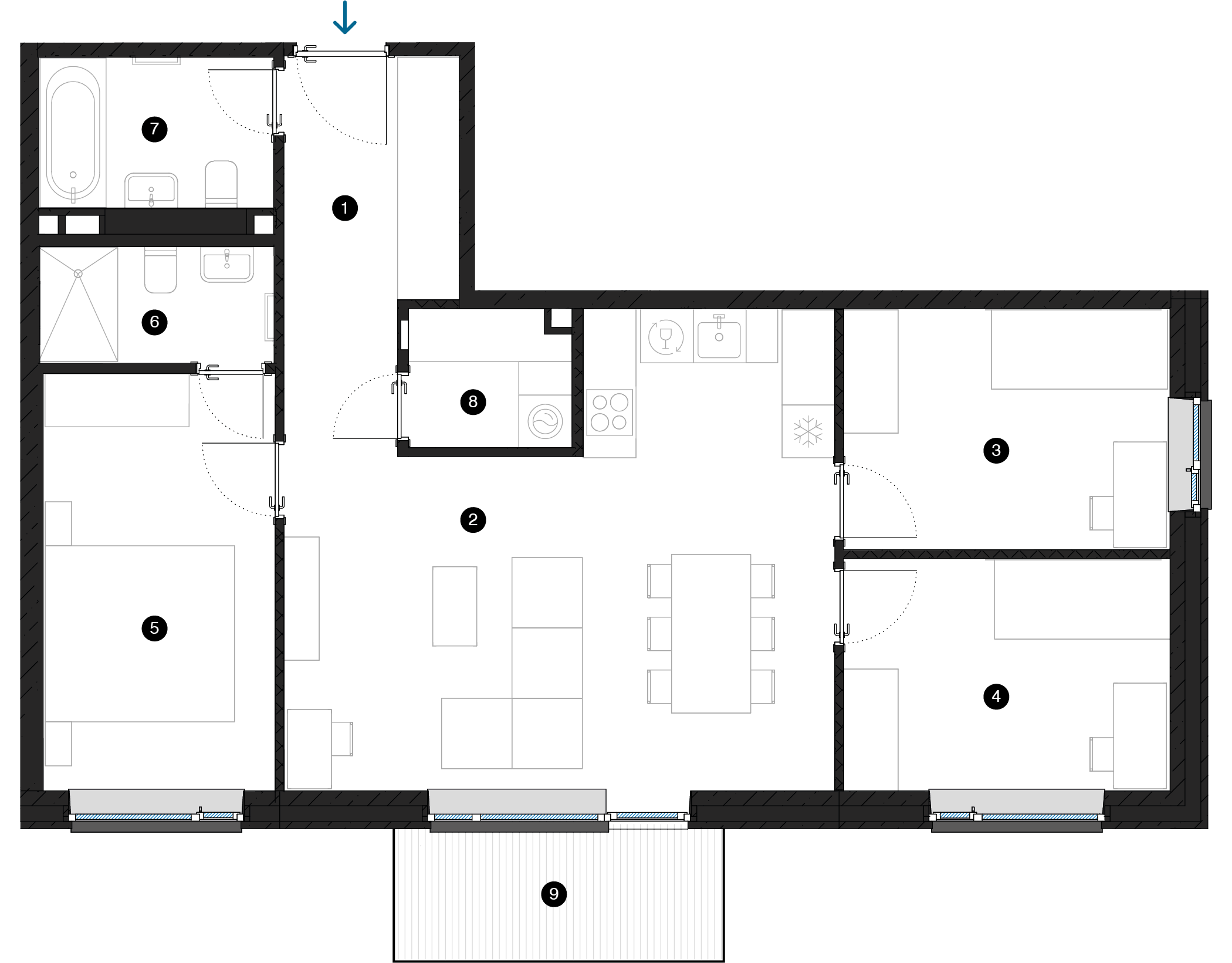 Pillar Jaunie dzīvokļi Iļģuciema mājas plānojums
